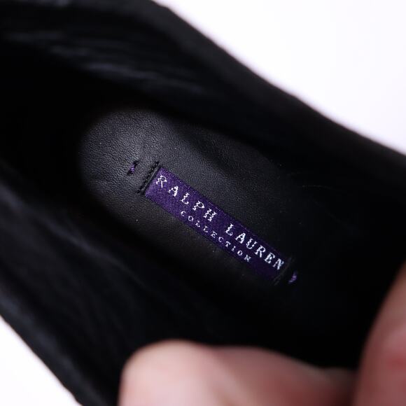 RALPH LAUREN COLLECTION Black Suede Lace-Up Heeled Ankle Boot Women's 9.5B - Picture 9 of 9